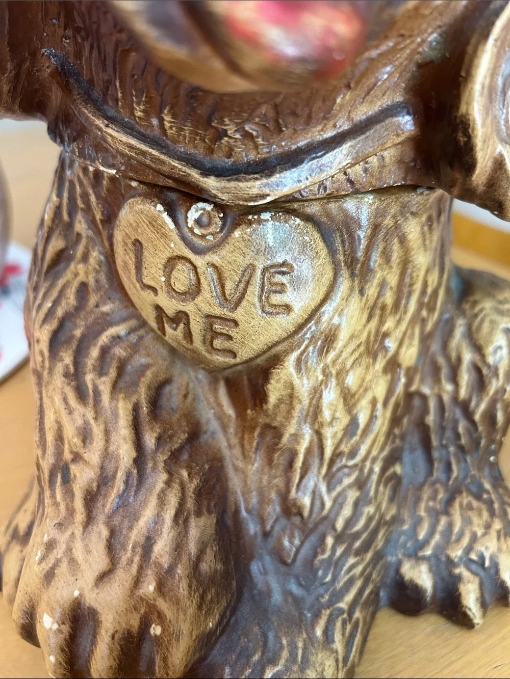 vintage 70’sDecorative Brown Ceramic Dog cookie jar with 